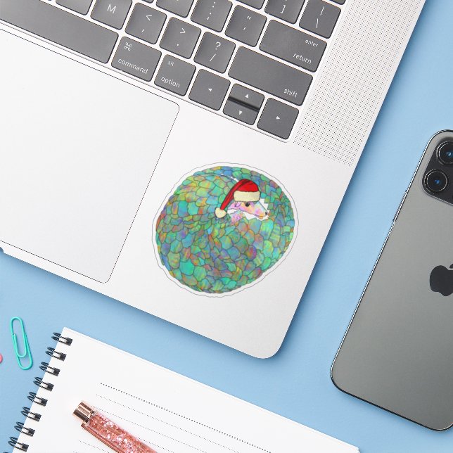 Adesivo Pangolin adorável vestindo um chapéu de Papai Noel (Notebook com iPhone)