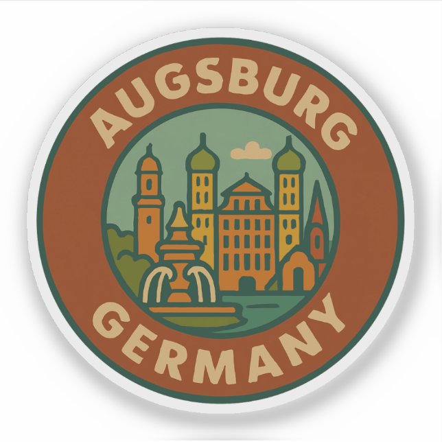 Adesivo Panorama da Cidade de Augsburg Alemanha (Frente)
