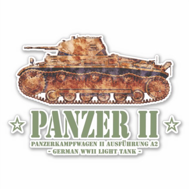 Adesivo Panzer II A2 Guerra Mundial 2 Tanque alemão leve (Frente)