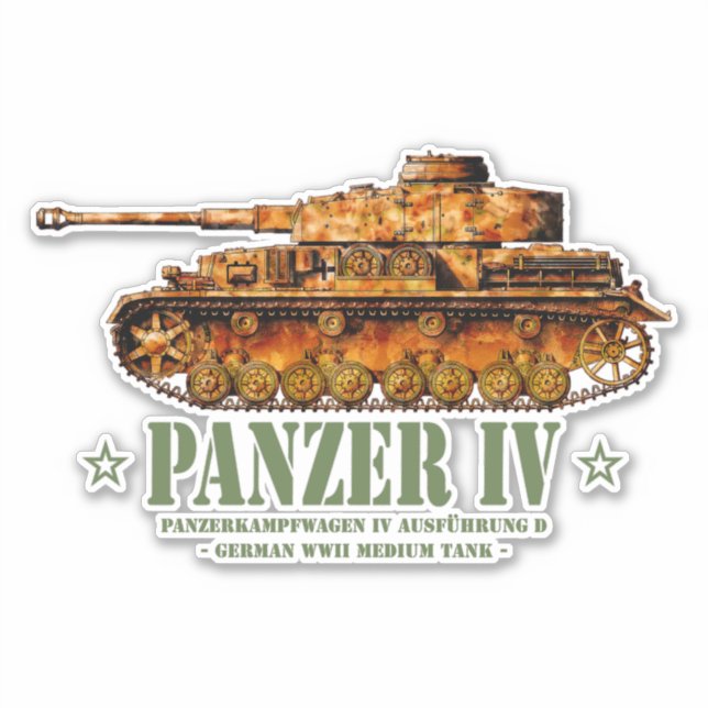 Adesivo Panzer IV Guerra Mundial 2.ª Divisão Média Alemã W (Frente)