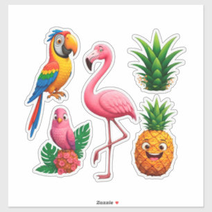 Adesivo Papagaio Flamingo Abacaxi Decoração Fofa de Verão