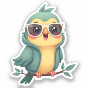 Adesivo Papagaio Selva legal   Pássaro Kawaii Tropical