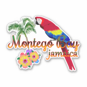 Adesivo Papagaio Tropical de Montego Bay Jamaica