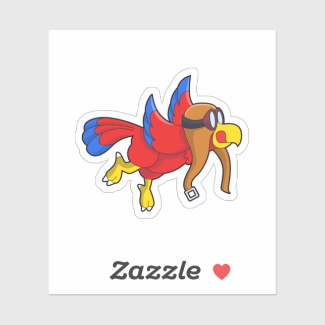 Adesivo Papagaio voando como piloto (Folha)