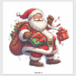 Adesivo Papai Noel Alegre Com Presentes