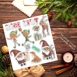 Adesivo Papai Noel Aquarela Elfos Natal Personalizado Cort