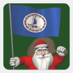 Adesivo Papai Noel com a bandeira de Virgínia