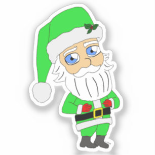 Adesivo Papai Noel de terno verde chibi