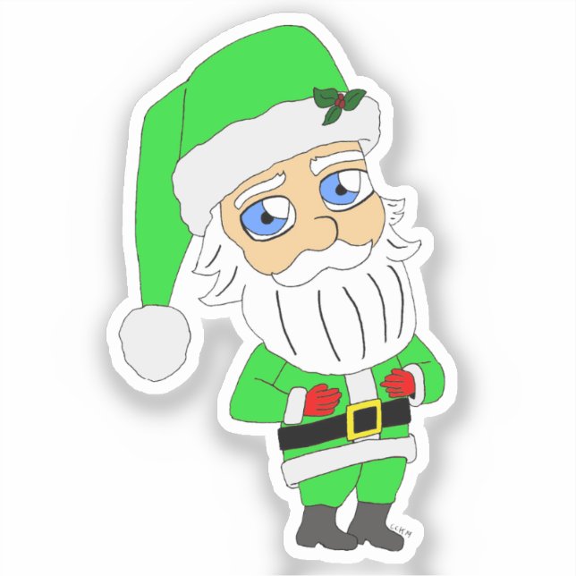 Adesivo Papai Noel de terno verde chibi (Frente)