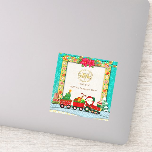 Adesivo Papai Noel de Trem com Presentes e Árvore de Natal (Detalhe)