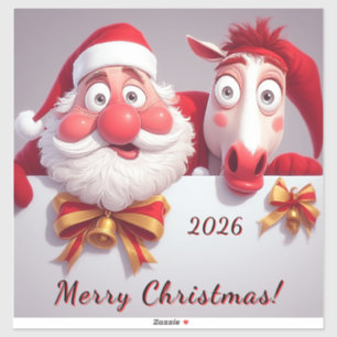 Adesivo Papai Noel e Cavalo Compartilhando Alegria Natalin