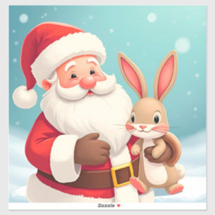 Adesivo Papai Noel Feliz em Cena de Inverno Nevado