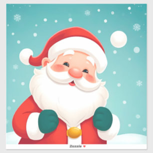 Adesivo Papai Noel feliz em Cena de Inverno Nevado