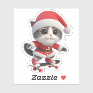Adesivo Papai noel gato vem para a cidade