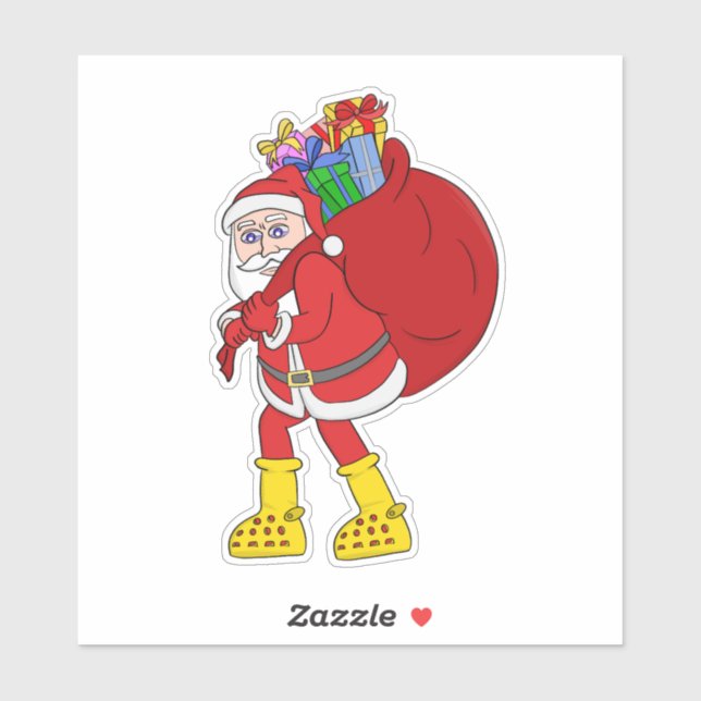 Adesivo Papai Noel Vestindo Big Yellow Boots (Folha)