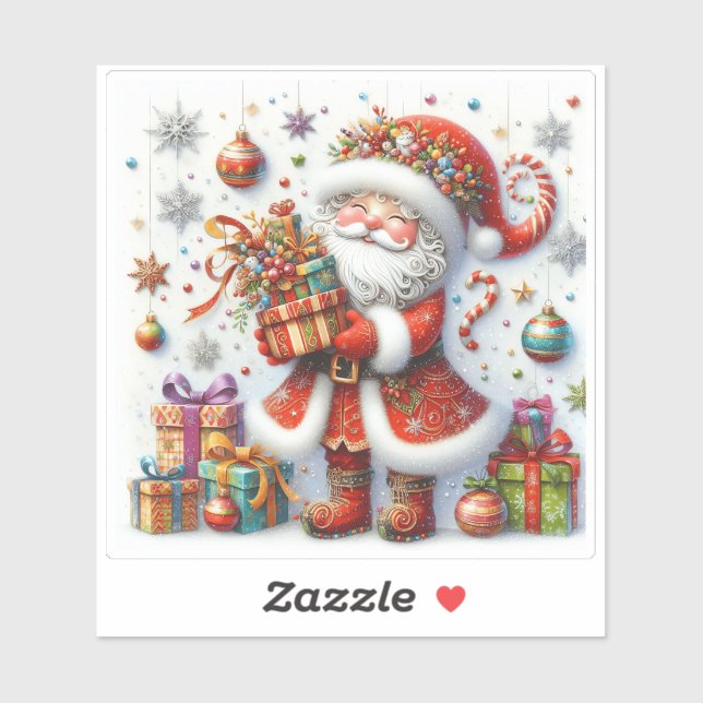 Adesivo Papais noeis alegres com presentes coloridos (Folha)