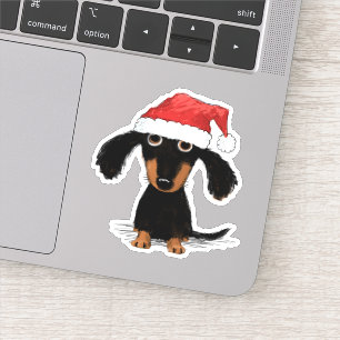 Adesivo Papais noeis Dachshund   Doxie Clause Natal