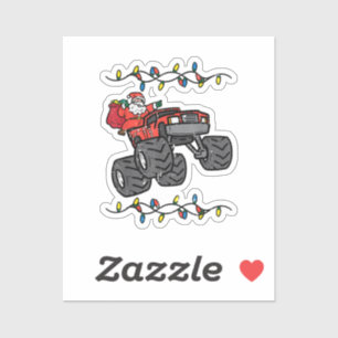 Adesivo Papais noeis de Natal Monster Truck Boys Toddler Y