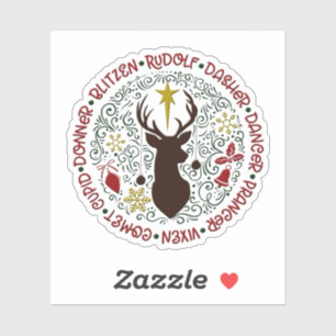 Adesivo Papais noeis de Natal Reindeer Nomes Rudolf