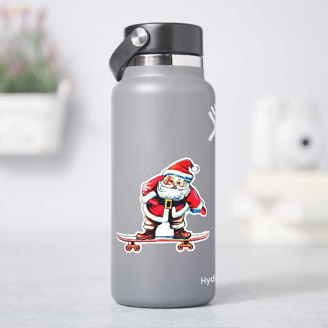 Adesivo Papais noeis de skate Natal 4" Kiss Cut Vinyl (HidroFlask)