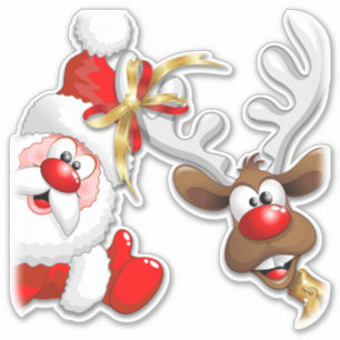 Adesivo Papais noeis e Reindeer Feliz Christmass Happy Car