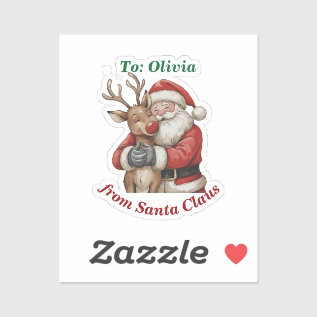 Adesivo Papais noeis e renas bonitos Natal personalizado d (Folha)