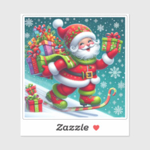 Adesivo Papais noeis esquiando e entregando presentes