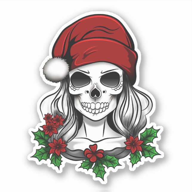 Adesivo Papais noeis Gótica Whimsical Natal Skull (Frente)