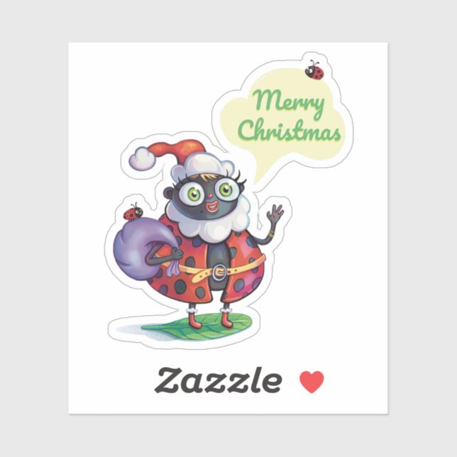 Adesivo Papais noeis Ladybug Natal (Folha)