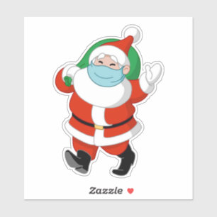 Adesivo Papais noeis vestindo máscara médica