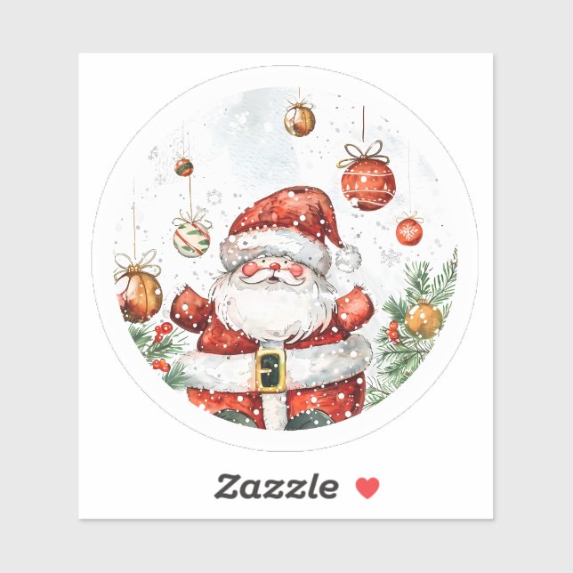 Adesivo Papais noeis Vinheta de Natal Com Ornamentos (Folha)