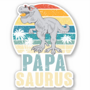 Adesivo Papasaurus Dinossauro Pôr do Sol Tropical Pai