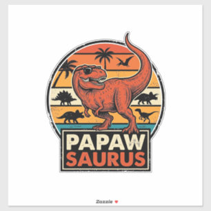 Adesivo Papawsaurus Design Vetorial Réptil Retro Pôr do So