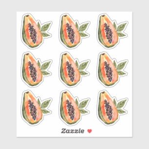 Adesivo Papaya Fruta Watercolor