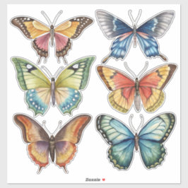 Adesivo Papelaria de Scrapbook de Aquarela Vintage Borbole