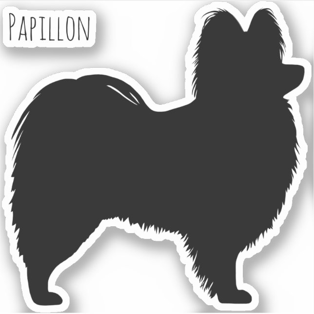 Adesivo Papillon Dog Silhouette Vinyl Sticker (Frente)
