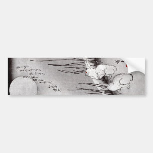 Adesivo Para Carro 月に兎, lua do 広重 e coelhos, Hiroshige, Uki