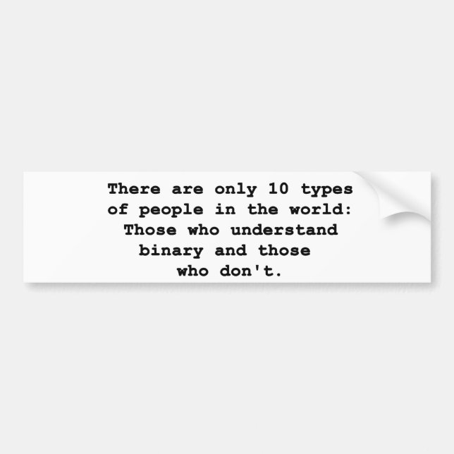 Adesivo Para Carro 10 tipos de pessoas (Frente)