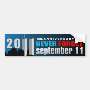 Adesivo Para Carro 11 de setembro 9/11 10o de aniversário nunca