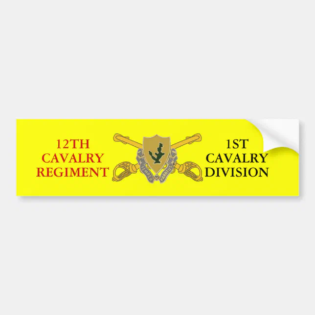 ADESIVO PARA CARRO 12 CAVALRY REGT 1 RUA CAV DIV BUMPER STICKER ...