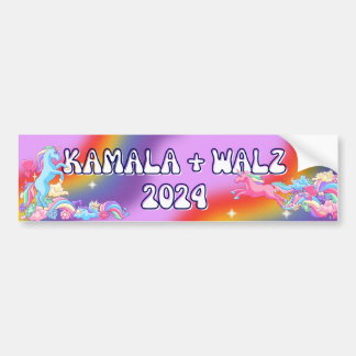 Adesivo Para Carro 2024 Election Kamala + Walz Bumper Sticker Unicorn