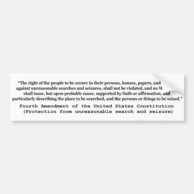 Adesivo Para Carro 4ª Alteração da Constituição dos Estados Unidos (Frente)