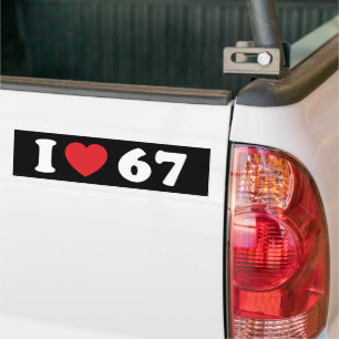 Adesivo Para Carro 67 Meme Engraçado Eu Amo Seis Sete 67º aniversário