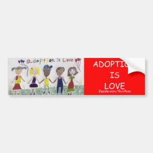 Adesivo Para Carro A adopção é amor - o autocolante no vidro trase