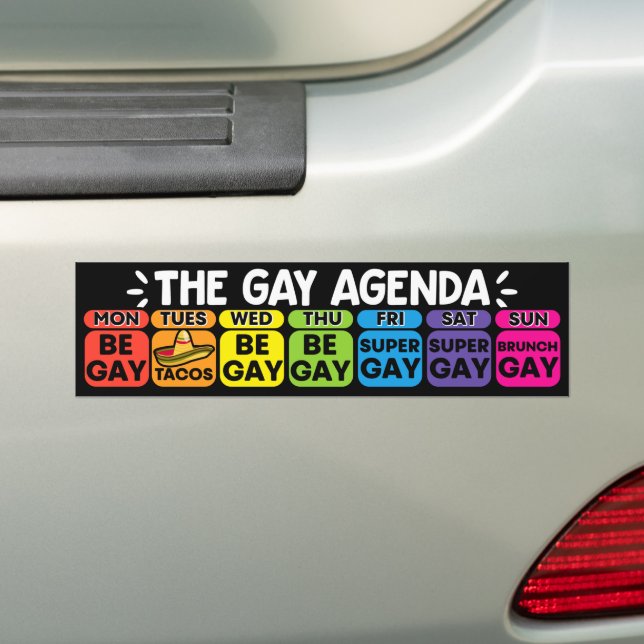Adesivo Para Carro A Agenda do Gay Engraçada LGBT (No carro)