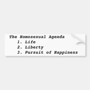 Adesivo Para Carro A agenda homossexual 1. liberdades da vida 2.