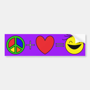 Adesivo Para Carro A paz mais o amor iguala a felicidade (roxa)