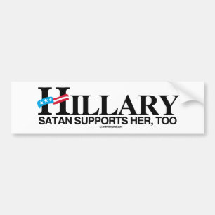 Adesivo Para Carro A satã apoia Hillary, demasiado - Anti-Hillary -