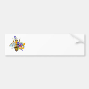 Adesivo Para Carro Abeja flor com plantas silvestres