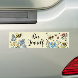 Adesivo Para Carro Abelhas e flores silvestres Amarelos pálidos